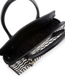 ridley street blanca woven satchel bag, black/cememt