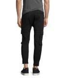 Skinny Cargo Jogger Pants, Black
