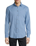 Box Check Sport Shirt, Light Blue/Navy