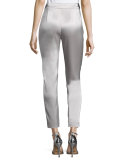 Emma Liquid Satin Cropped Pants, Platinum