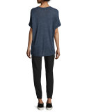 Cuffed-Sleeve Heathered Cocoon Top