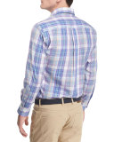 Plaid Long-Sleeve Sport Shirt, Purple