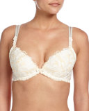 Vibration Guipure Lace Push-Up Bra, Or Nacre