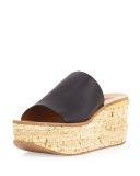 Cork Slide Wedge Sandal, Navy
