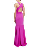 Sleeveless Crisscross-Back Mermaid Gown 
