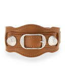 Giant 12 Leather Buckle Bracelet, Tan