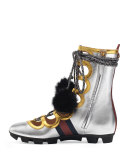 Titan High Leather High-Top Sneaker, Silver