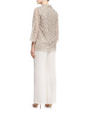 Scoop-Neck Long Linen Tank, Natural, Petite