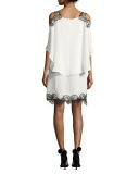 Fiora Cold-Shoulder Silk Popover Cocktail Dress