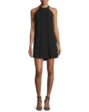 Liv Sleeveless Scalloped Mini Dress, Black
