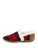 Plaid Faux-Shearling Slipper, Dark Red