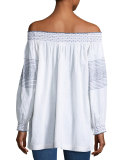 Brynna Embroidered Off-the-Shoulder Top, Cream