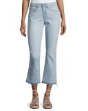 Gia Mid-Rise Cropped Flare Jeans with Released Hem, Light Blue