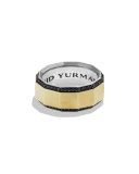 Faceted Metal Band Ring with Pave Diamonds