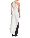 One-Shoulder Tail-Back Top, Ecru