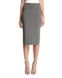 Fold-Over Knee-Length Pencil Skirt, Ash, Petite 