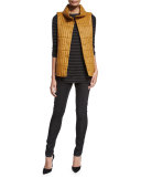 Striped Merino Wool Long-Sleeve Top, Charcoal/Black 