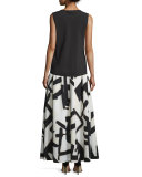 Graphic-Print Pleated Maxi Skirt, Petite
