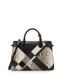 Banner Medium Patchwork Python Tote Bag, Black/White