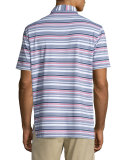Wheaton Striped Performance Jersey Polo Shirt, Navy/Red/White