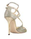 Lang Glittered Strappy Sandal, Light Bronze