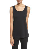 Scoop-Neck Cotton Interlock Tunic/Tank, Black