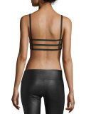 Elastic Coated Snake-Embossed Sports Bra