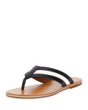 Amilton Striped Leather Thong Sandal, Black/Bone