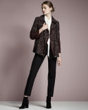 Open-Front Paillette & Lace Jacket, Marsala