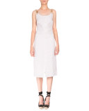 Isar Sleeveless Button-Front Dress, Optic White
