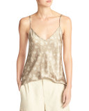 Calico Floral Silk Satin V-Neck Camisole