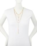 Long Layered Y-Drop Necklace, Golden