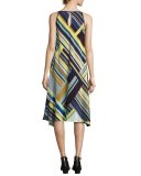 Taylor Metro-Striped Silk Dress, Multi