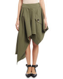 Asymmetric Cropped Skirt, Olive