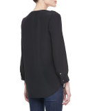 Marlo Two-Pocket Blouse, Caviar