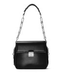 Mia North-South Flap Shoulder Bag, Black