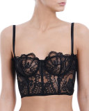 Tattoo Underwire Half-Cup Bustier, Black