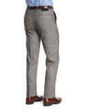 Flat-Front Cashmere-Blend Trousers, Gray