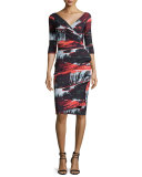 Flo Draped Abstract Cocktail Dress, Marte Black/Multicolor
