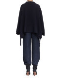 Funnel-Neck Poncho, Navy