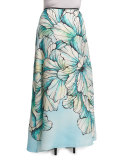 Clacson Long Flower-Print A-line Skirt, Plus Size