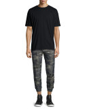 Cuffed-Sleeve Oversized Short-Sleeve Tee, Black