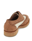Mixed Media Wing-Tip Shoe, Beige