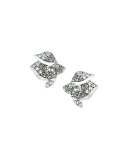 Gradient Crystal Flower Button Earrings, Black