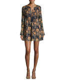Audrey Himalayan Floral-Print Mini Dress, Multi