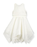 Sleeveless Organza Popover Dress, Ivory, Size 7-16