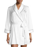 Mrs. Satin Robe, White/Black