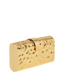 Rebekah Metal Giraffe-Pattern Clutch Bag, Golden