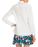 Star-Trim Cotton Blouse, White