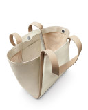 Alex Medium Bucket Tote Bag, White/Tan